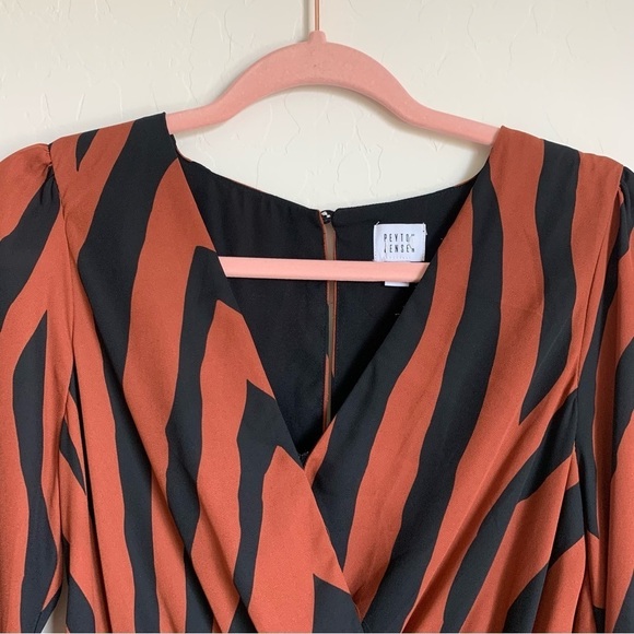 Peyton Jensen Tiger Striped Long Sleeve Fully Lined Mini Dress Small - Picture 6 of 13